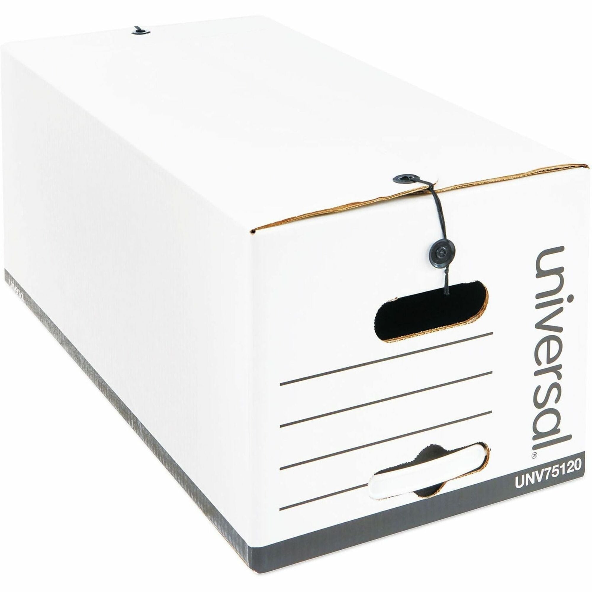Universal Economical Easy Assembly Storage Files, Letter Files, White, 12/Carton - Internal Dimensions: 12" Width x 24" Depth x 10" Height - Media Size Supported: Letter - Flap, String/Button Closure - Medium Duty - Stackable - Corrugated Fiberboard - ...