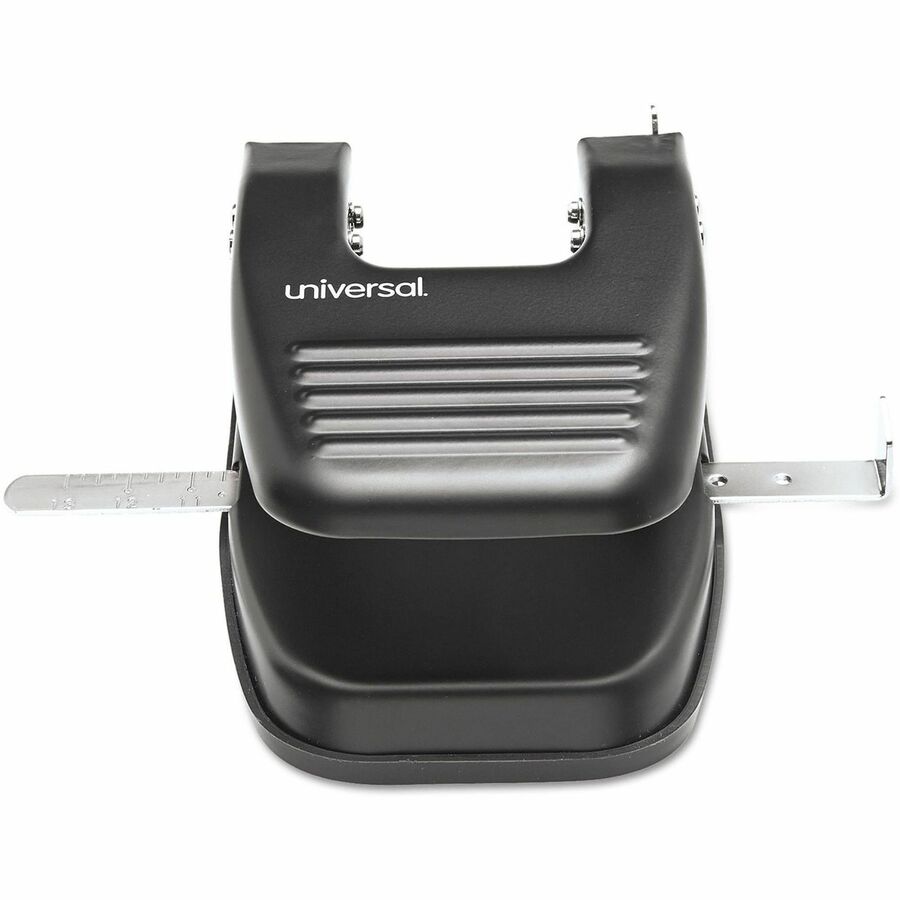 Universal Two-hole Punch - 2 Punch Head(s) - 30 Sheet of 20lb Paper - 9/32" Punch Size - Round Shape - Metal, Plastic - Black