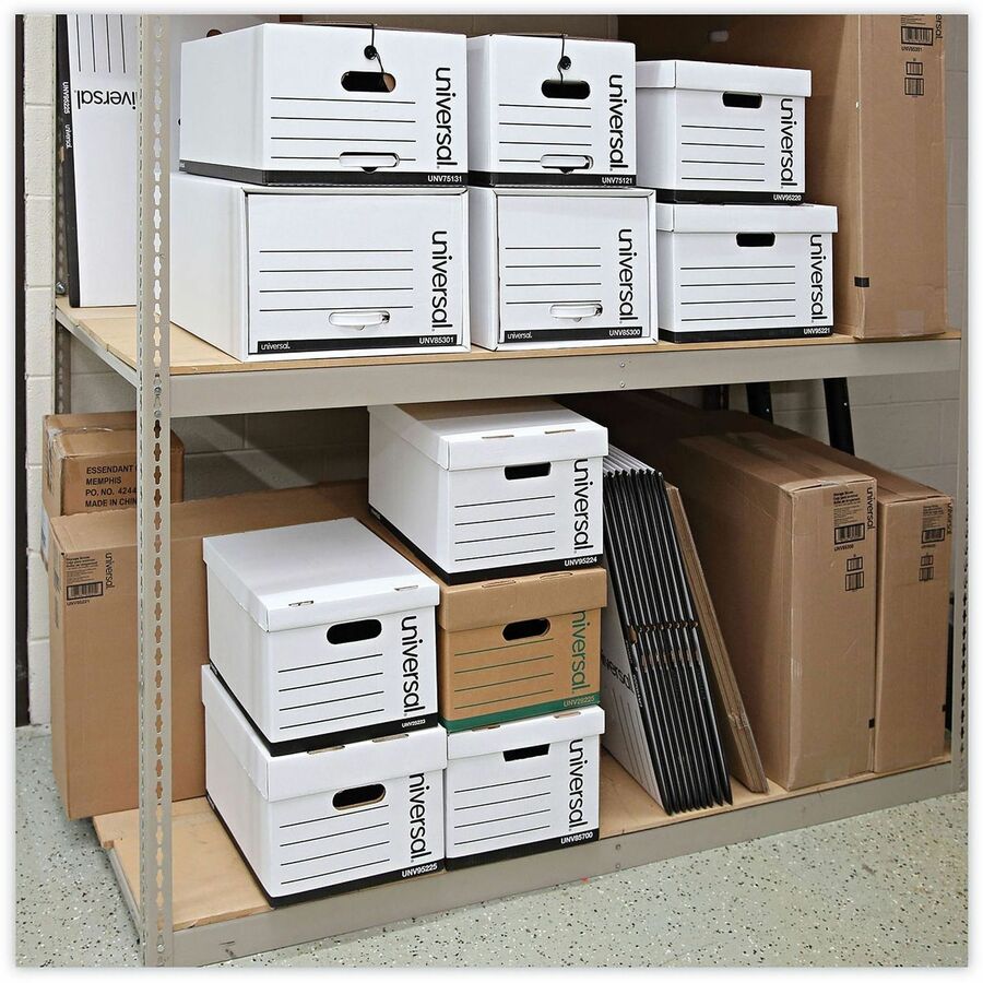 Universal Medium-Duty Easy Assembly Storage Box, Letter Files, White, 12/Carton - Internal Dimensions: 12.25" Width x 23.75" Depth x 10.25" Height - Media Size Supported: Letter - Lift-off Closure - Medium Duty - Stackable - Corrugated Fiberboard - Whi...