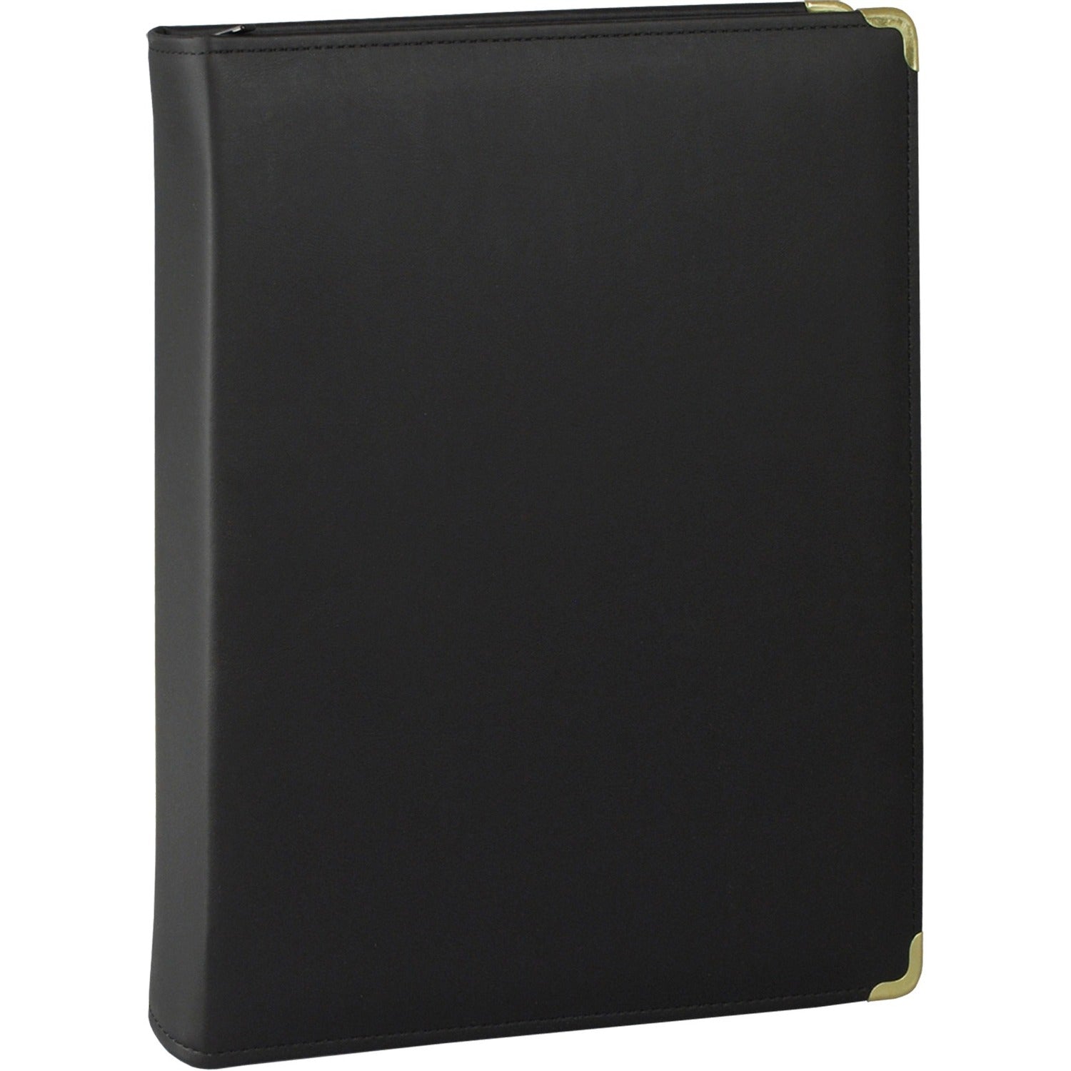 Samsill Classic 1.5 Inch Professional Binder with Zipper Closure - Black - Samsill Classic Professional Binder - 3 Ring Binder with 1.5 Inch Brass Round Rings and Zipper Closure - Portfolio Binder - Brass Corner Accents - Black
