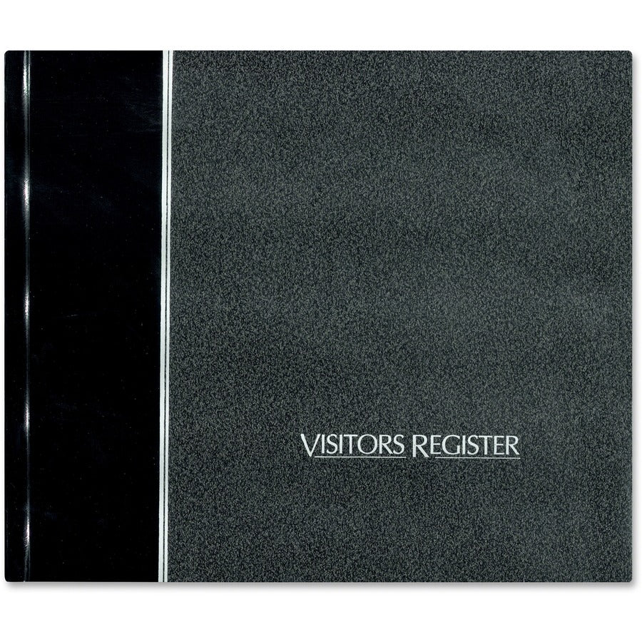 National Visitor's Register Book - 125 Sheet(s) - Sewn Bound - 8.50" x 9.12" Sheet Size - White Sheet(s) - Black Cover - Recycled - 1 Each