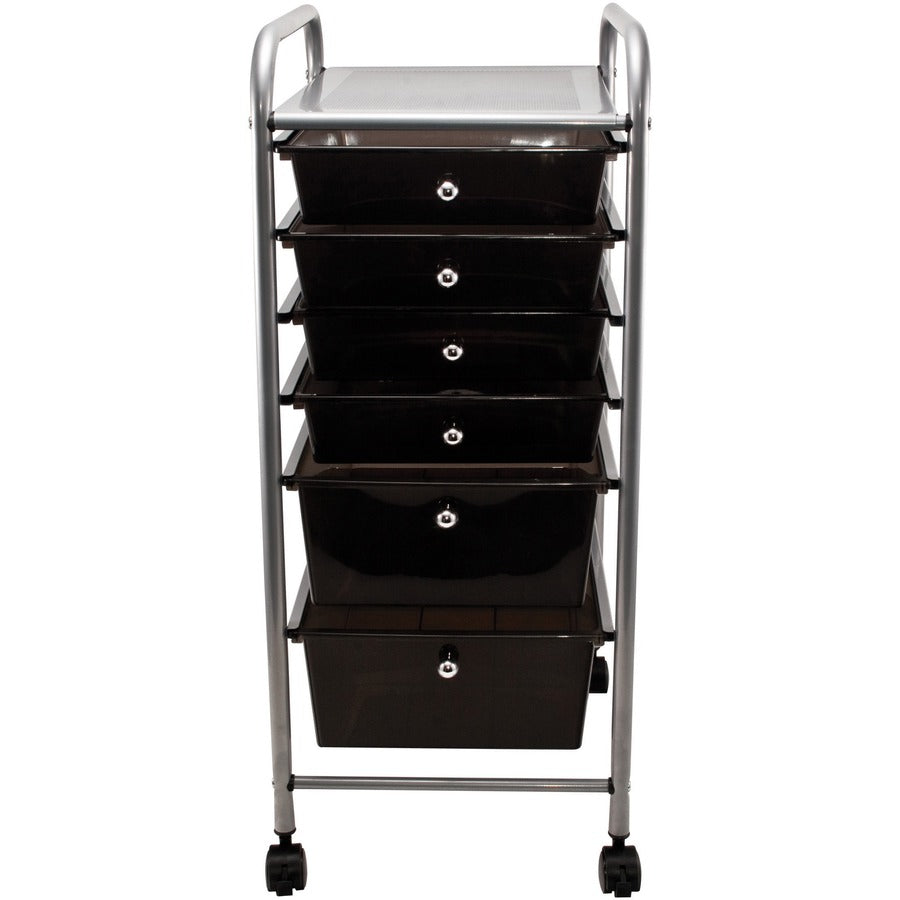 Advantus 6-Drawer Organizer - 6 Drawer - 4 Casters - 32" Width x 15.25" Depth x 13" Height - Chrome Metal Frame - 1 Each
