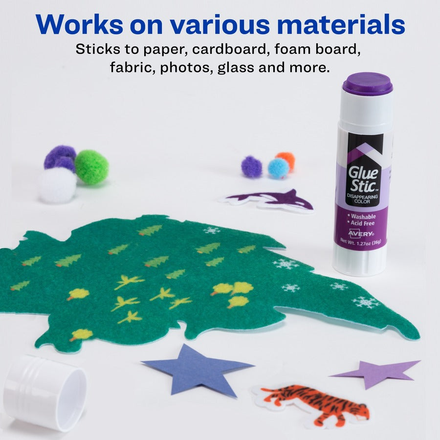 Avery® Glue Stic Glue Stick - 1.27 oz - Purple - 1 Each