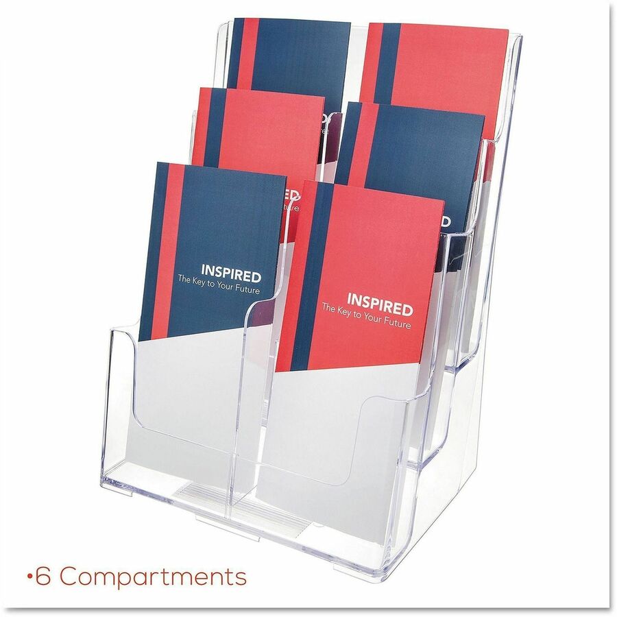 Deflecto Multi-Compartment DocuHolder - 6 Pocket(s) - 3 Tier(s) - 13.75" Height x 9" Width x 7.50" Depth - Desktop - Leaflet Size - Clear - Plastic - 1 Each