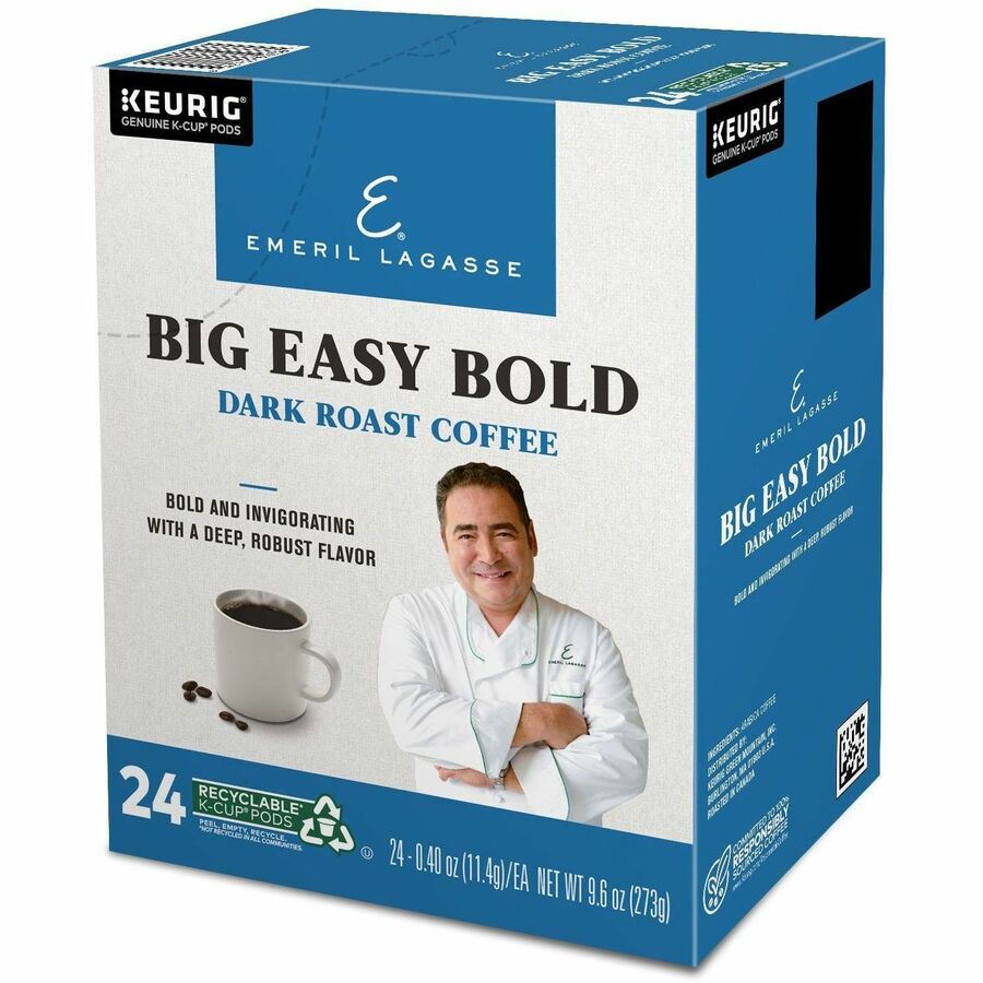 Emeril's K-Cup, Pod Big Easy Bold Coffee - Compatible with Keurig Brewer - Regular - Dark - K-Cup, Pod - Roasted - Kosher - 24 / Box