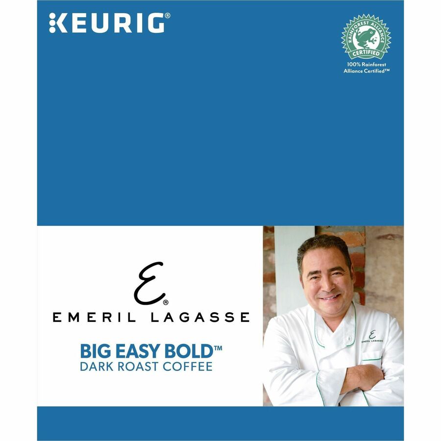 Emeril's K-Cup, Pod Big Easy Bold Coffee - Compatible with Keurig Brewer - Regular - Dark - K-Cup, Pod - Roasted - Kosher - 24 / Box