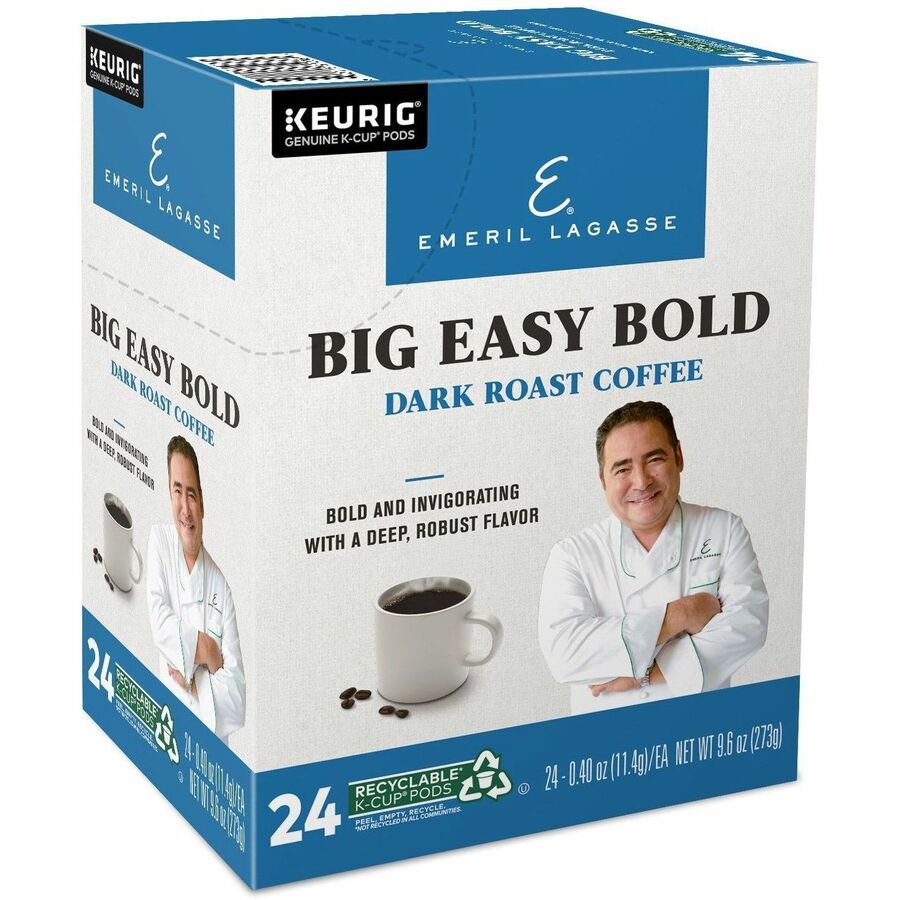 Emeril's K-Cup, Pod Big Easy Bold Coffee - Compatible with Keurig Brewer - Regular - Dark - K-Cup, Pod - Roasted - Kosher - 24 / Box