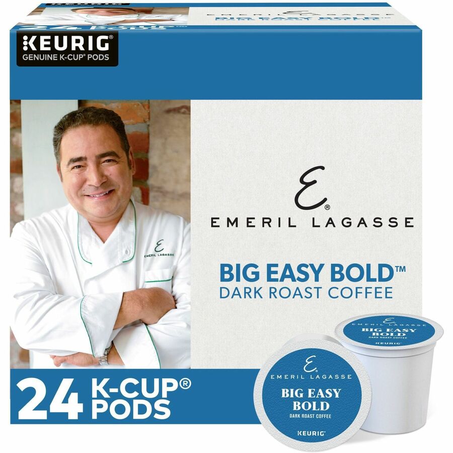 Emeril's K-Cup, Pod Big Easy Bold Coffee - Compatible with Keurig Brewer - Regular - Dark - K-Cup, Pod - Roasted - Kosher - 24 / Box