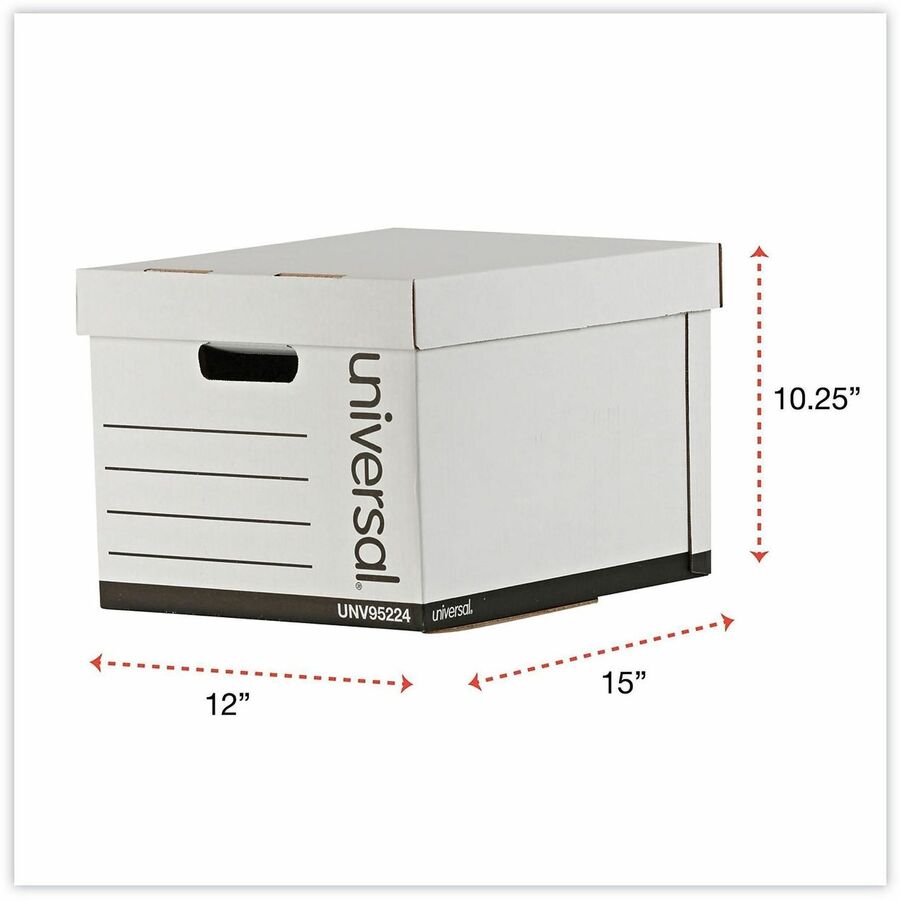 Universal Storage Case - Internal Dimensions: 12" Width x 15" Depth x 10.25" Height - Media Size Supported: Letter, Legal - Lift-off Closure - Heavy Duty - Stackable - Corrugated Fiberboard - White - For Box File - 12 / Carton