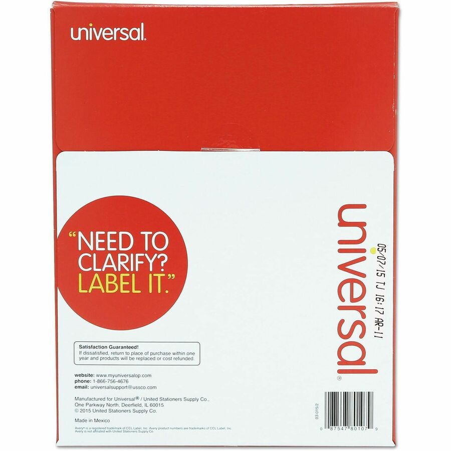 Universal Address Label - x 3 21/64" Width x 4" Length - Permanent Adhesive - Rectangle - Inkjet, Laser - White - Paper - Self-adhesive, Peel & Stick - 6 / Sheet - 100 Total Sheets - 600 Total Label(s) - For Label Printer - 600 / Box
