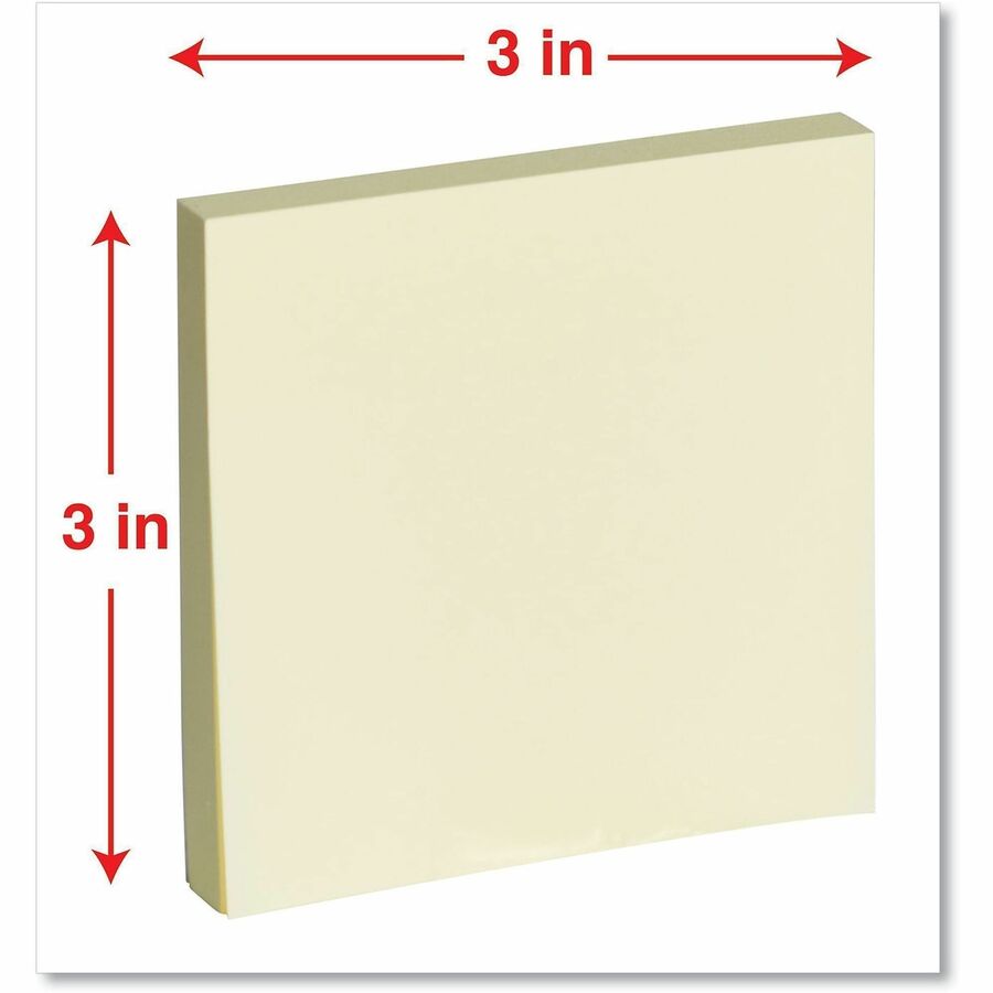 Universal Note Pad - 100 x Yellow - 3" Flag/Note Width x 3" Flag/Note Length - Square - 100 Sheets per Pad - Yellow - Self-stick, Residue-free, Fanfold, Pop-up, Repositionable, Adhesive - 12 / Pack
