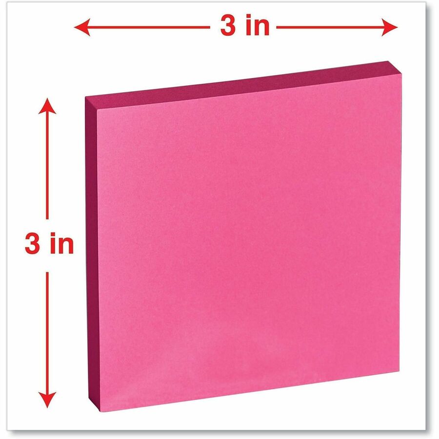 Universal Note Pad - 100 x Assorted Neon - 3" Flag/Note Width x 3" Flag/Note Length - Square - 100 Sheets per Pad - Neon Assorted - Self-stick, Residue-free, Fanfold, Pop-up, Repositionable, Adhesive - 12 / Pack