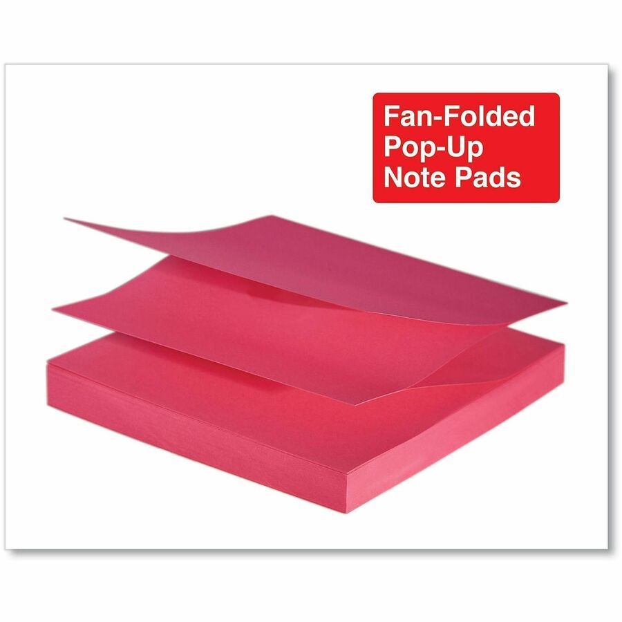 Universal Note Pad - 100 x Assorted Neon - 3" Flag/Note Width x 3" Flag/Note Length - Square - 100 Sheets per Pad - Neon Assorted - Self-stick, Residue-free, Fanfold, Pop-up, Repositionable, Adhesive - 12 / Pack