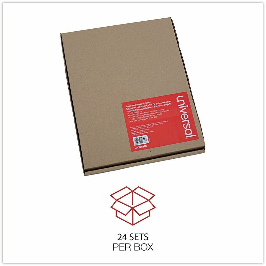 Universal Index Divider - 24 x Divider(s) - 8 Blank Side Tab(s) - 8.5" Divider Width x 11" Divider Length - Letter - 3 Hole Punched - Buff Paper Divider - Assorted Plastic Tab(s) - 0% - Customizable, Double-sided, Gold Reinforced Binding Edge - 24 Set