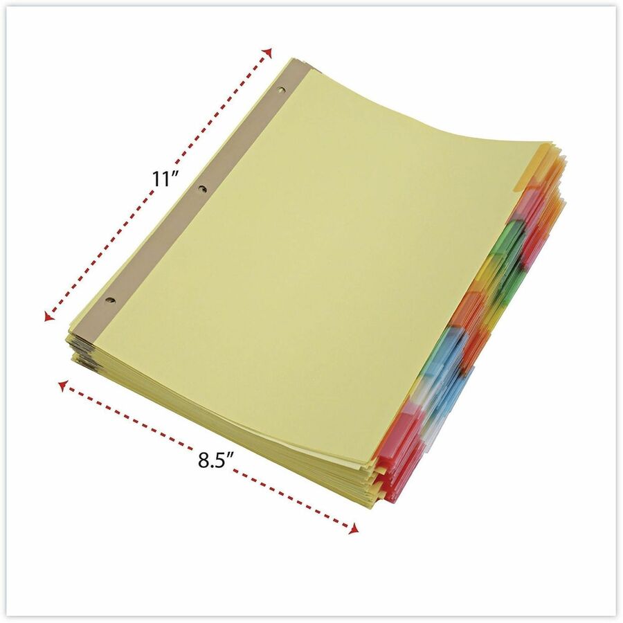 Universal Index Divider - 24 x Divider(s) - 8 Blank Side Tab(s) - 8.5" Divider Width x 11" Divider Length - Letter - 3 Hole Punched - Buff Paper Divider - Assorted Plastic Tab(s) - 0% - Customizable, Double-sided, Gold Reinforced Binding Edge - 24 Set