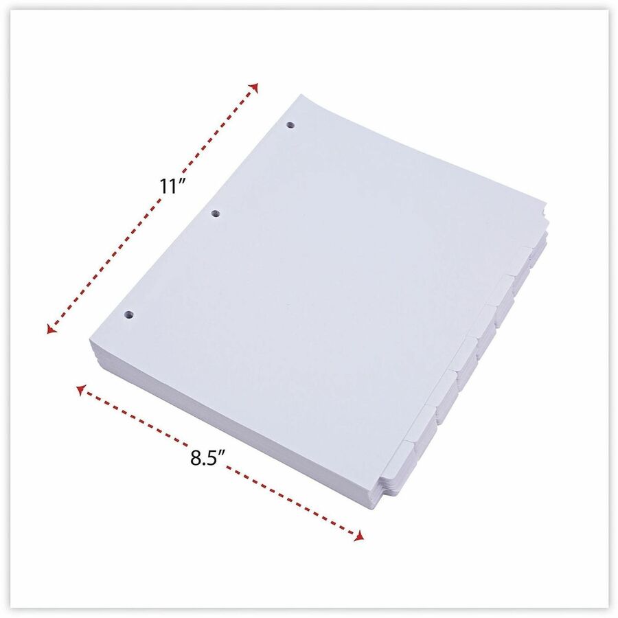 Universal Self-Tab Index Dividers, 8-Tab, 11 x 8.5, White, 24 Sets - 24 x Divider(s) - 8 Blank Side Tab(s) - 8.5" Divider Width x 11" Divider Length - Letter - 3 Hole Punched - White Ledger Stock Divider - White Ledger Stock Tab(s) - 30% Recycled - Cus...