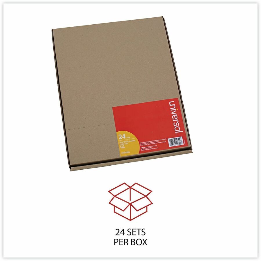 Universal Self-Tab Index Dividers, 8-Tab, 11 x 8.5, White, 24 Sets - 24 x Divider(s) - 8 Blank Side Tab(s) - 8.5" Divider Width x 11" Divider Length - Letter - 3 Hole Punched - White Ledger Stock Divider - White Ledger Stock Tab(s) - 30% Recycled - Cus...