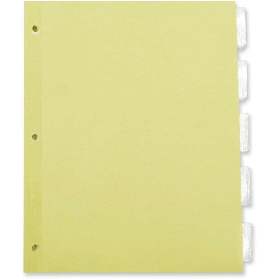Universal Insertable Tab Index, 5-Tab, 11 x 8.5, Buff, Clear Tabs, 24 Sets - 24 x Divider(s) - 5 Blank Side Tab(s) - 8.5" Divider Width x 11" Divider Length - Letter - 3 Hole Punched - Buff Paper Divider - Clear Plastic Tab(s) - 0% - Customizable, Myla...