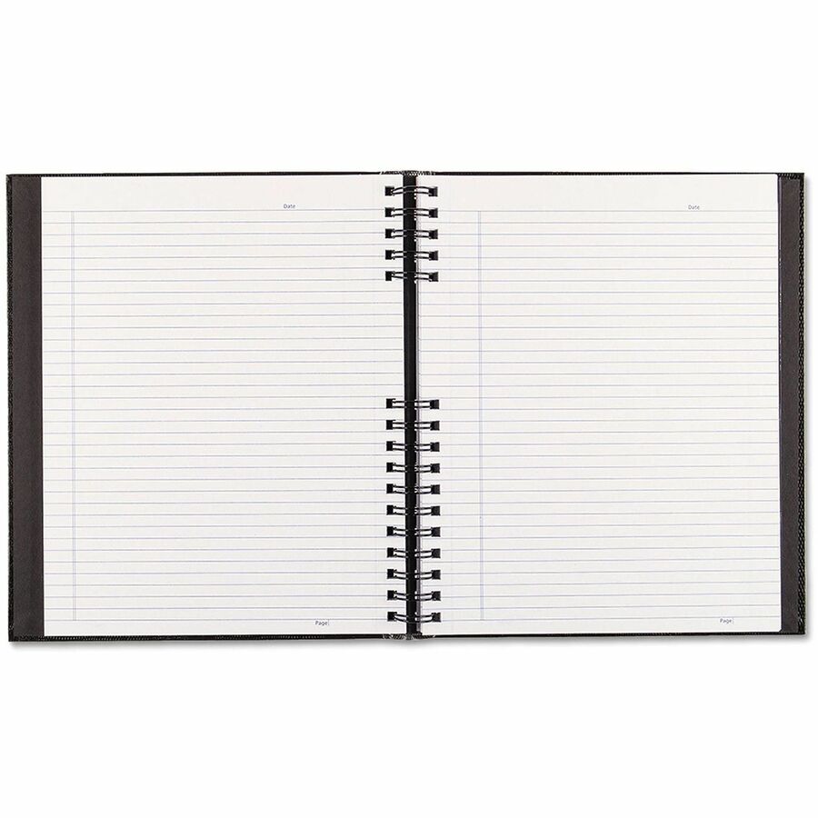 Blueline NotePro Twin-wire Composition Notebook - 300 Sheets - Twin Wirebound - 11" x 8 1/2" Sheet Size - 9.50" Height x 15" Width x 12" Length - Black Cover - Hard Cover, Micro Perforated, Index Sheet, Self-adhesive, Pocket - Recycled - 1 Each