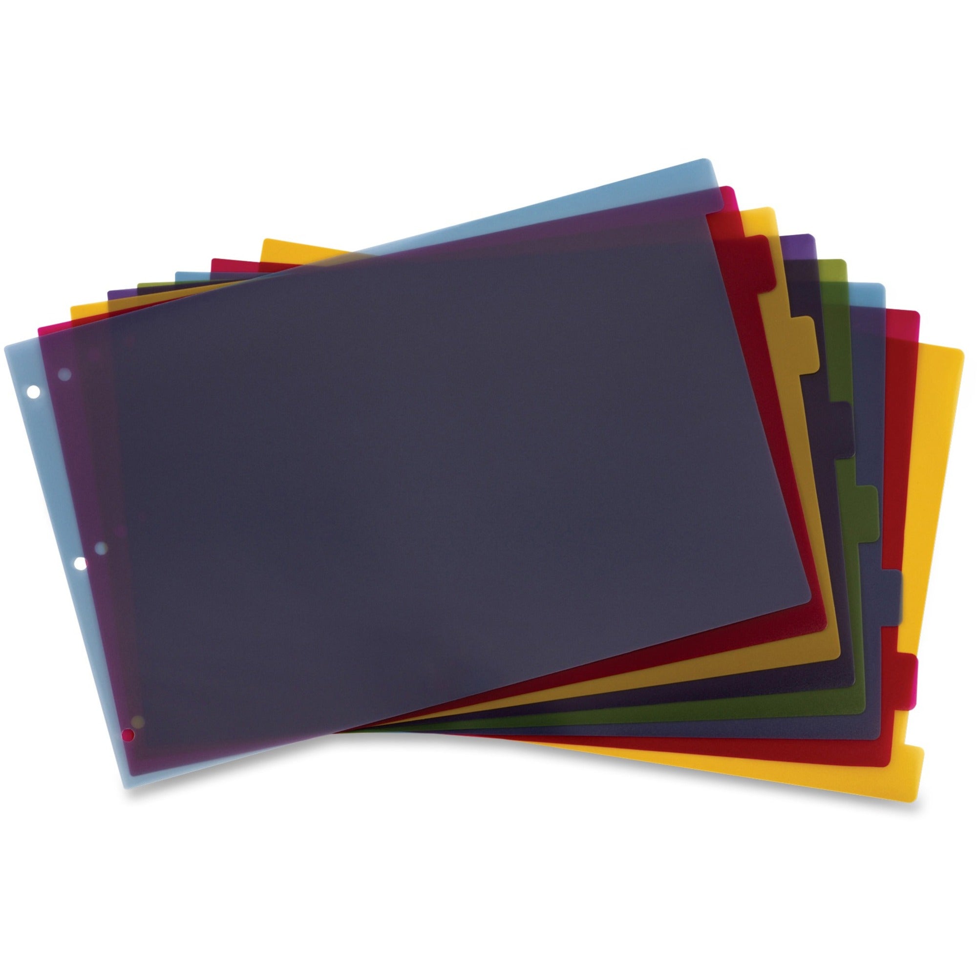 Cardinal Poly Divider with Adhesive Tabs - 8 x Divider(s) - 8 Tab(s)/Set - 17.5" Divider Width x 11.50" Divider Length - Tabloid - 11" Width x 17" Length - 3 Hole Punched - Assorted Poly Divider - Multicolor Poly Tab(s) - Scratch Resistant, PVC-free, N...