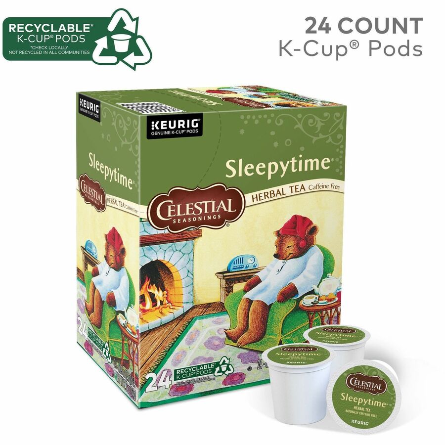 Celestial Seasonings® Sleepytime Herbal Tea, Single Serve K-Cup Pods, 24 Count Herbal Tea K-Cup - Compatible with Keurig Brewer - Herbal Tea - 24 K-Cup - Caffeine-free - Kosher - 24 / Box