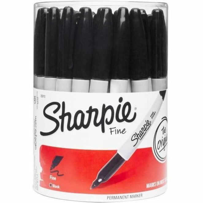 Sharpie Fine Point Permanent Marker - Fine Marker Point - Black Ink - Alcohol Based, Solvent Based - Gray Barrel - 36 / Pack