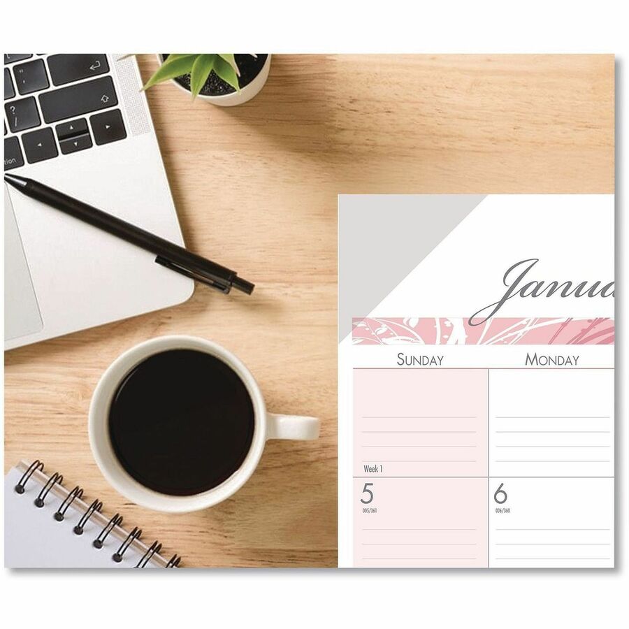 House of Doolittle Breast Cancer Awareness Compact Desk Pad - Julian Dates - Monthly - 12 Month - January 2026 to December 2026 - 1 Month Single Page Layout - 18 1/2" x 13" Sheet Size - 2.12" x 1.75" Block - Desk Pad - Pink - Paper, Vinyl - Notepad, Re...
