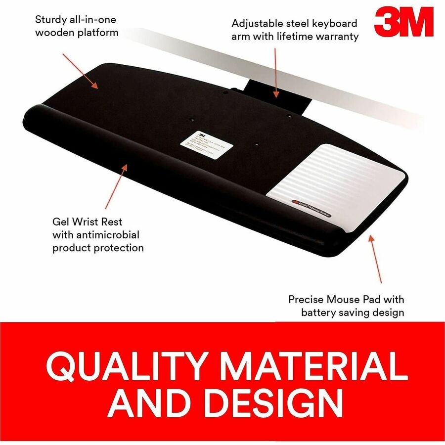 3M AKT170LE Adjustable Keyboard Tray - 23" Height x 26.5" Width x 8" Depth - 1