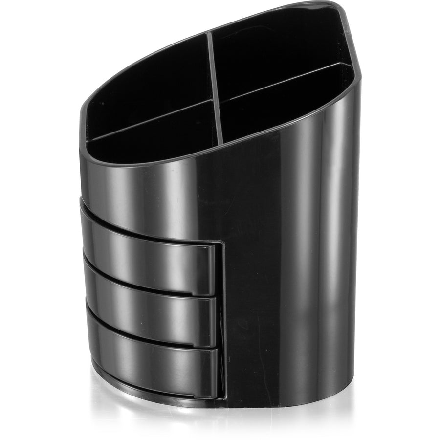 Officemate 2200 Series Double Supply Organizer with 11 Compartments, Black - 11 Compartment(s) - 4.5" Height x 5" Width x 3.8" Depth - Desktop - Non-skid Base - Black - Plastic - 1 Each