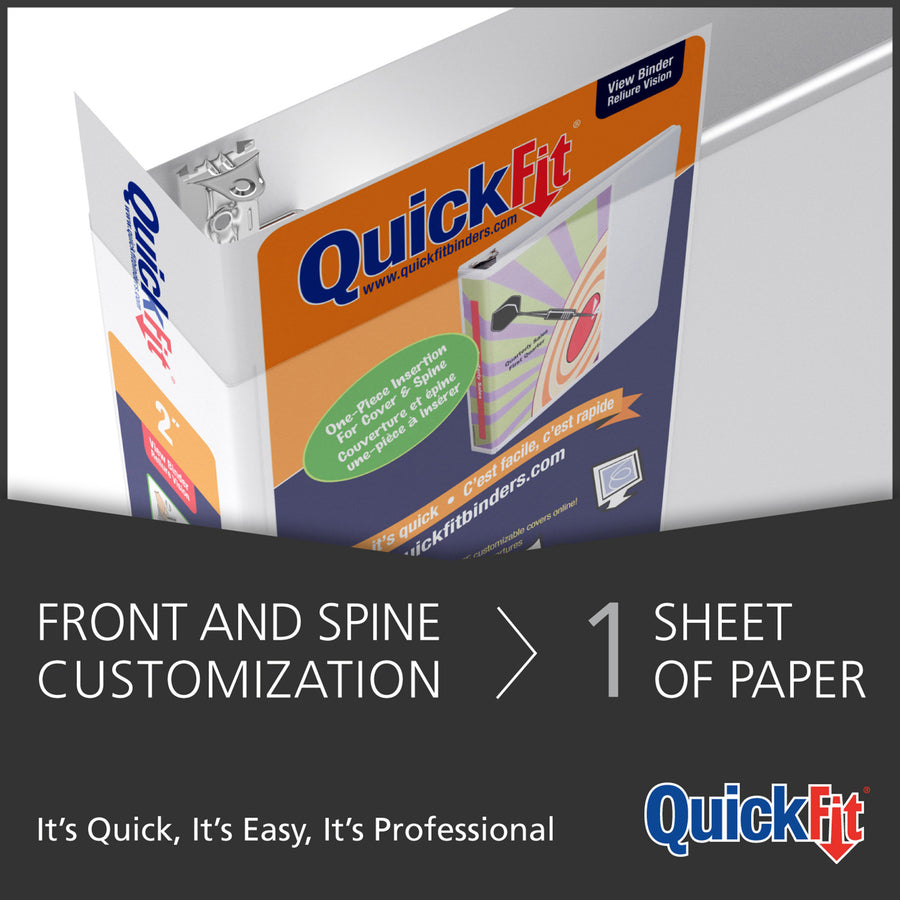 QuickFit Heavy-Duty Landscape 3-Ring Binder, D-Ring, View Binder, 3 Inch, White - 3" Binder Capacity - 11" x 17" Sheet Size - 625 Sheet Capacity - 3 x 3" Ring(s) - Fastener(s): D-Ring - Polypropylene - Black - Recycled - Locking Mechanism, Spine Label,...