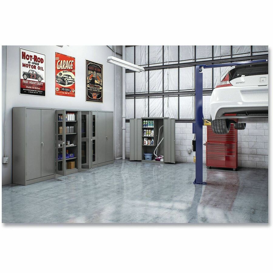 Tennsco Standard Black Storage Cabinet - 36" Width x 18" Depth x 72" Height - 5 x Shelf(ves) - 2 x Standard Door(s) - Heavy Duty, Adjustable Shelf, Locking Door, Hinged Door, Reinforced, Carrying Handle, Durable - Black - Powder Coated - Steel - Recycled