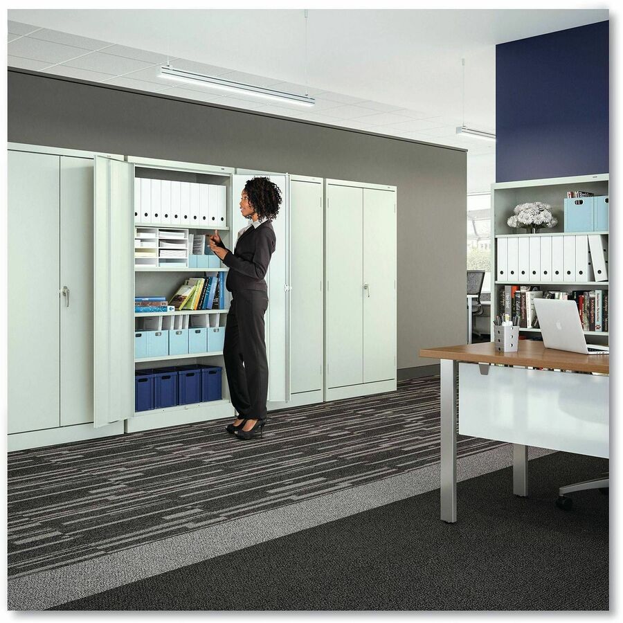 Tennsco Standard Black Storage Cabinet - 36" Width x 18" Depth x 72" Height - 5 x Shelf(ves) - 2 x Standard Door(s) - Heavy Duty, Adjustable Shelf, Locking Door, Hinged Door, Reinforced, Carrying Handle, Durable - Black - Powder Coated - Steel - Recycled