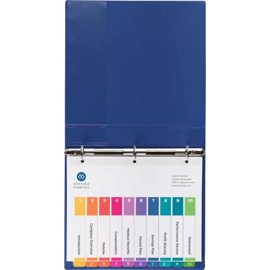 Avery® Ready Index(R) 10 Tab Binder Dividers, Customizable Table of Contents, Multicolor Tabs, 24 Sets (11169) - 240 x Divider(s) - 1-10 - 10 Tab(s)/Set - 8.5" Divider Width x 11" Divider Length - 3 Hole Punched - White Paper Divider - Multicolor P...
