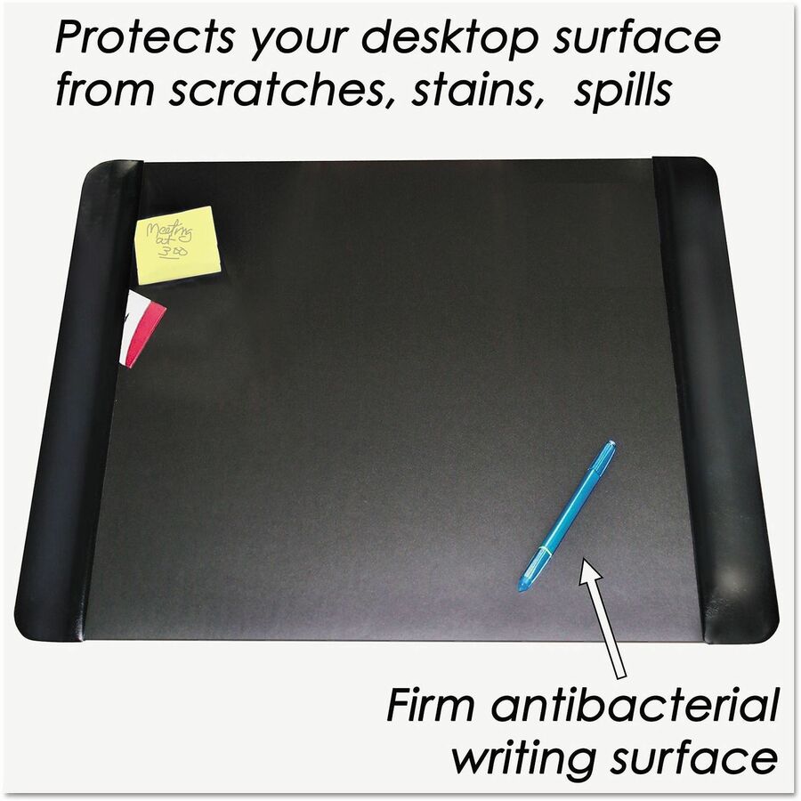 Artistic Matte Black Executive Desk Pad - Rectangular - 24" Width x 19" Depth - Foam Backing - Vinyl - Black