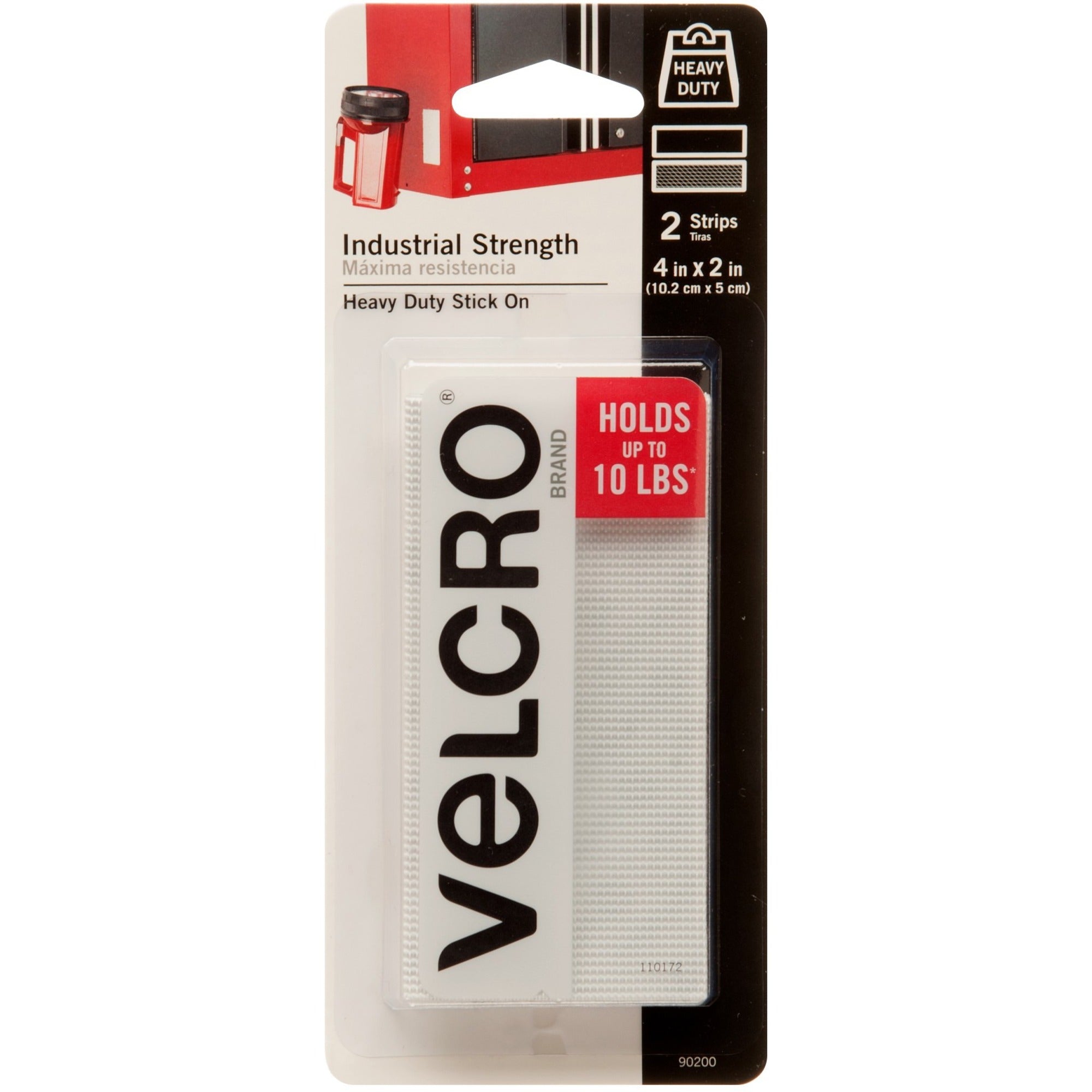 VELCRO® 90200 Heavy Duty Industrial Strength - 4" Length x 2" Width - White - Water Proof, Water Resistant - For Holding - 2 / Carton