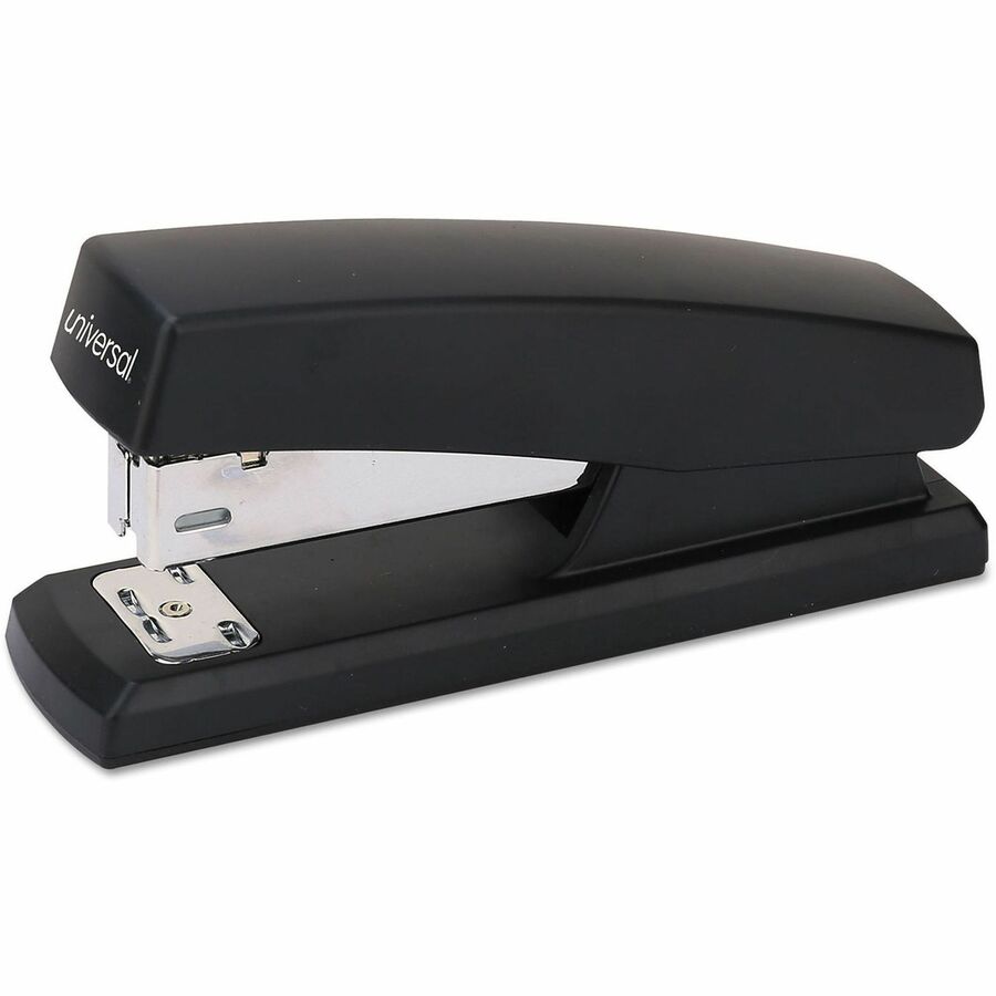 Universal Desktop Stapler - Staples Upto 20 Sheet - Holds Upto 105 Staple - Half Strip - Staple Size: 0.25" - 2" Throat Depth - 0.50" Crown Width - Top Loading - Black - Plastic - 1 Each