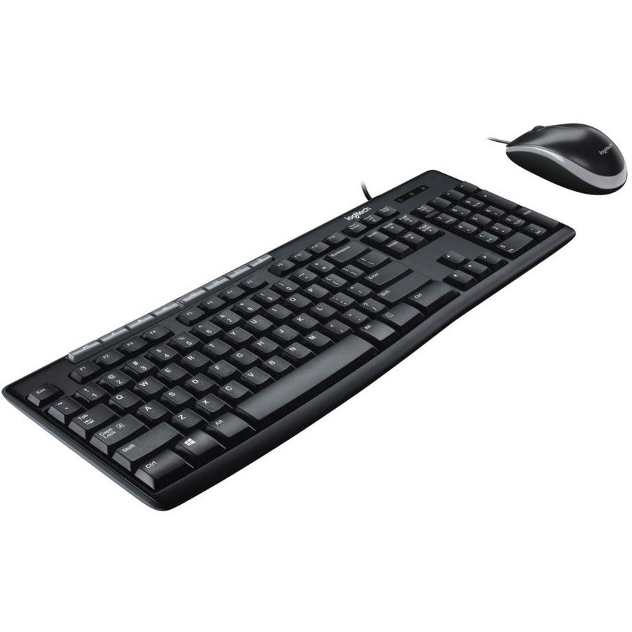 Logitech MK200 Media Corded Keyboard and Mouse Combo - USB Cable Keyboard - English - Black - USB Cable Mouse - Optical - 1000 dpi - 3 Button - Scroll Wheel - Black - Calculator, Play/Pause, Mute, Internet Key, Volume Down, Volume Up, Email, Sleep Hot ...