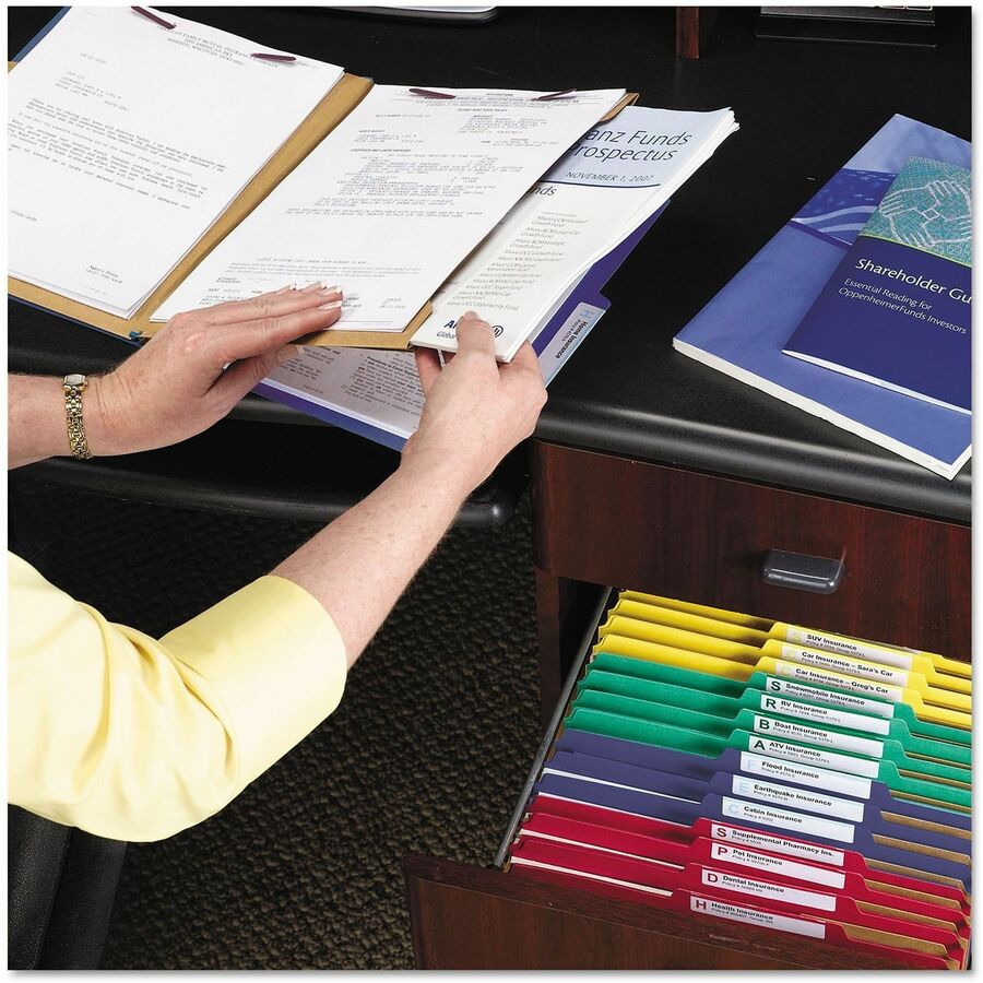 Smead SafeSHIELD 2/5 Tab Cut Letter Recycled Classification Folder - 8 1/2" x 11" - 2" Expansion - 2 x 2S Fastener(s) - 2 Pocket(s) - Top Tab Location - Right of Center Tab Position - 2 Divider(s) - 25 pt. - 1 Plys - Pressboard - Dark Blue - Tear Proof...