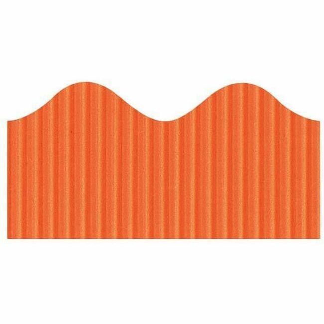 Bordette Decorative Border - Pre-scalloped Shape - Sturdy, Corrugated, Fade Resistant, Recyclable - 2.25" Width x 600" Length - Orange - 1 Roll