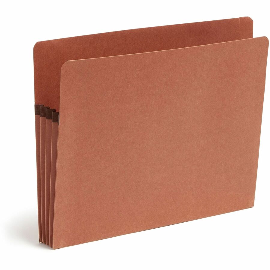 Smead Straight Tab Cut Letter Recycled File Pocket - 8 1/2" x 11" - 3 1/2" Expansion - 2 Plys - Redrope - Tear Resistant Gusset - 100% Recycled - 25 / Box