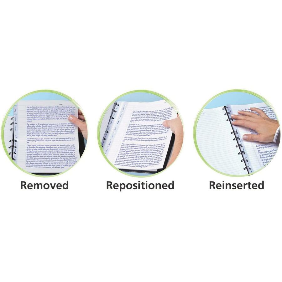 Rediform MiracleBind College Ruled Notebooks - Letter - 150 Pages - Twin Wirebound - Ruled Margin - Letter - 8 1/2" x 11" Sheet Size - 12.25" Height x 9.9" Width x 13.9" Length - Black Ribbed Cover - Micro Perforated, Repositionable, Pocket, Self-adhes...