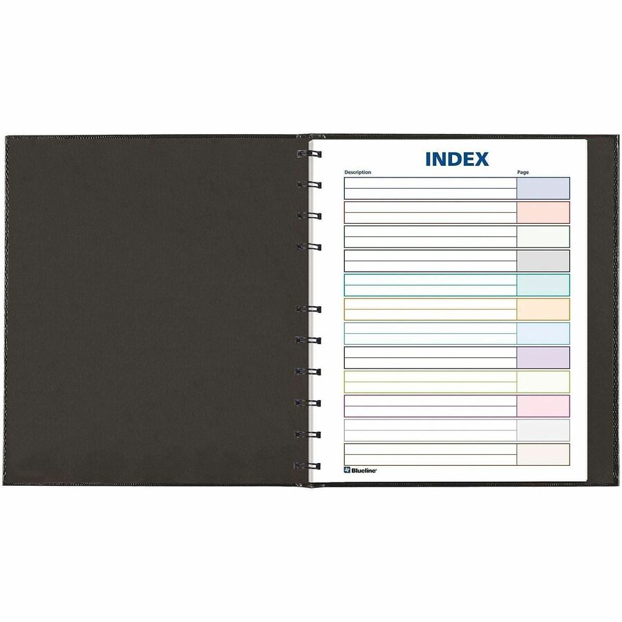 Rediform MiracleBind College Ruled Notebooks - Letter - 150 Pages - Twin Wirebound - Ruled Margin - Letter - 8 1/2" x 11" Sheet Size - 12.25" Height x 9.9" Width x 13.9" Length - Black Ribbed Cover - Micro Perforated, Repositionable, Pocket, Self-adhes...