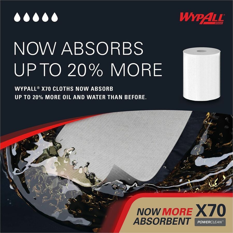 Wypall X70 Wipers Roll - 275 Sheets/Roll - White - Hydroknit, Pulp Fiber, Polypropylene - 3 / Carton