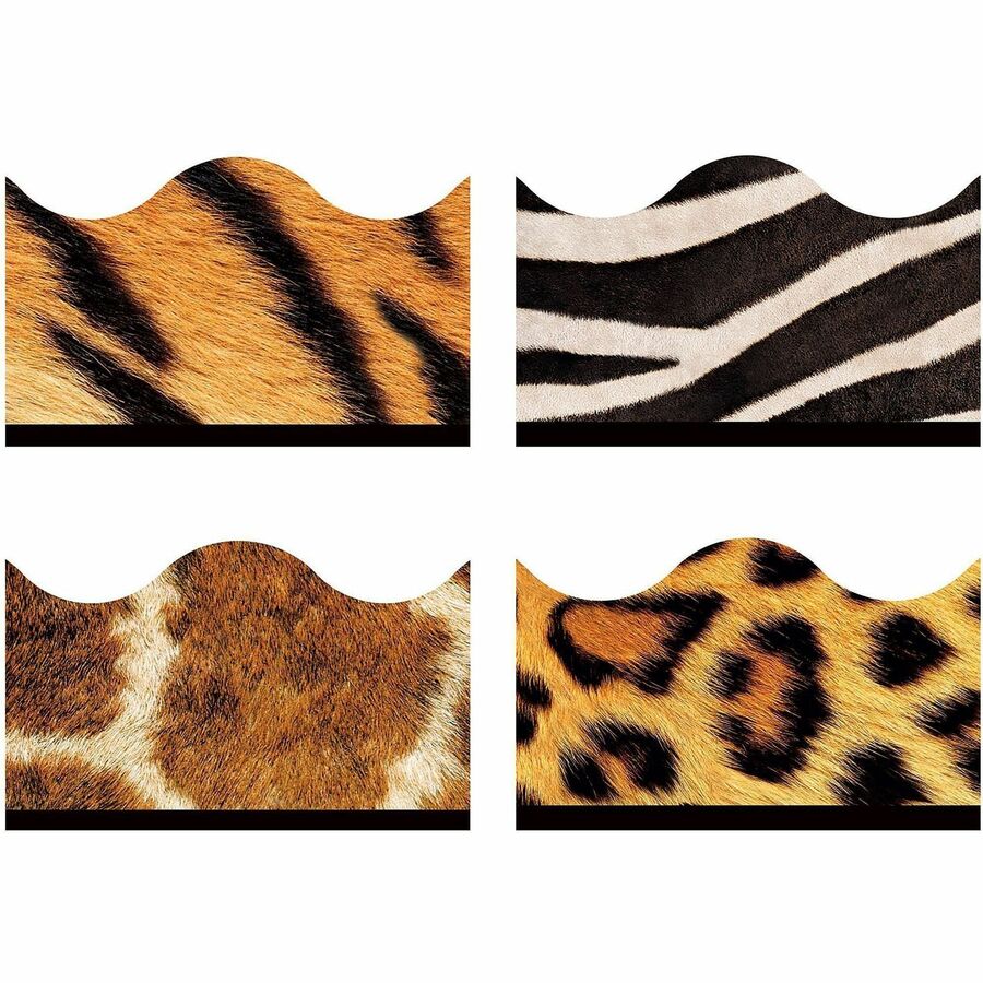 Trend Animal Prints Terrific Trimmers Variety Pack - Fun Theme/Subject - Leopard, Zebra, Giraffe, Tiger - Durable, Reusable - 1872" Length