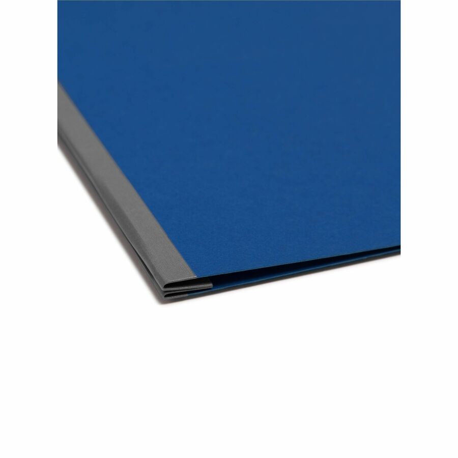 Smead Letter Recycled Fastener Folder - 8 1/2" x 11" - 3" Expansion - 1 Fastener(s) - 25 pt. - Pressboard - Dark Blue - Metal Compressor, Hinged - 100% Paper Recycled - 1 Each