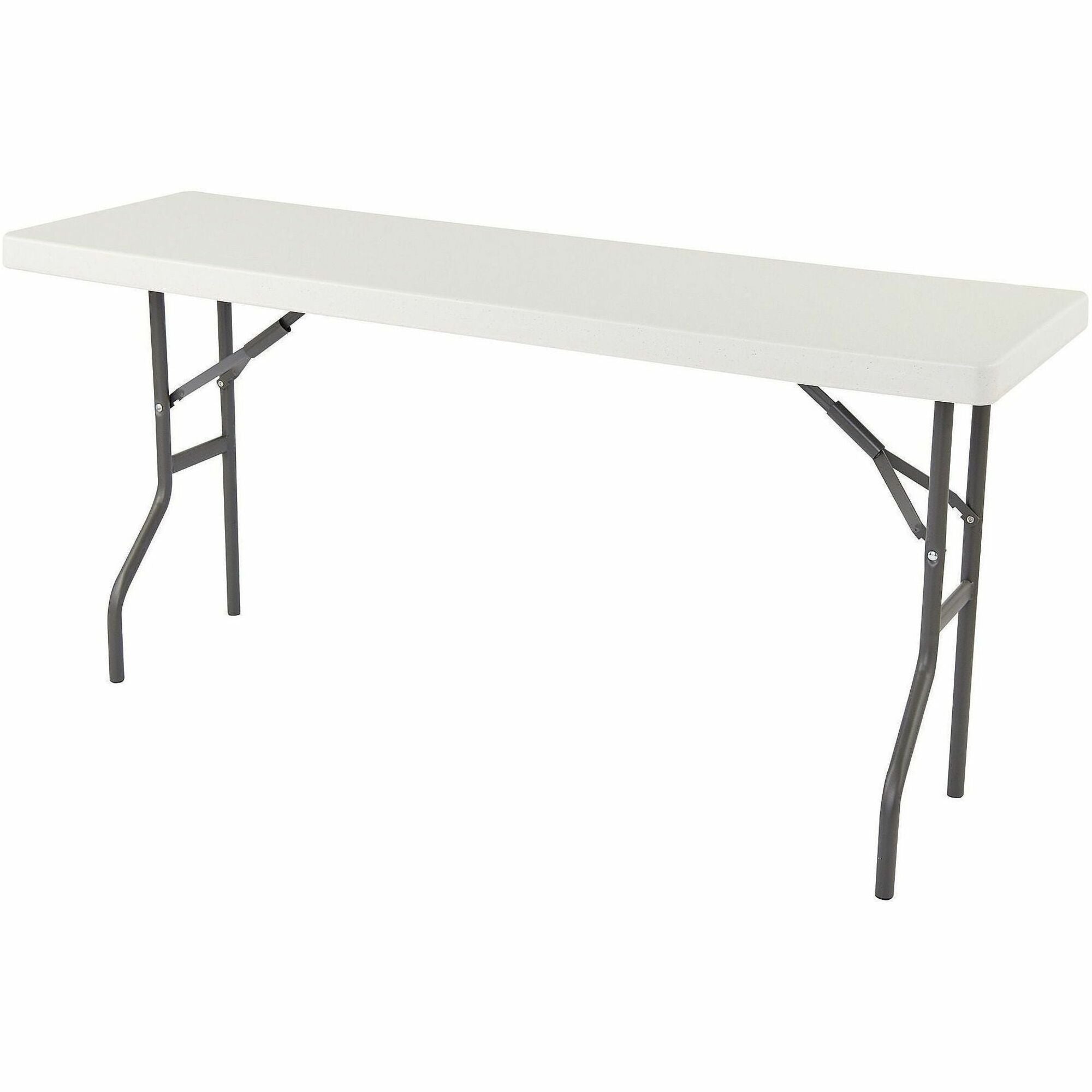 Iceberg IndestrucTable TOO 1200 Series Folding Table - Rectangle Top - 250 lb Capacity - 72" Table Top Length x 18" Table Top Width - 29" Height - Indoor, Outdoor - Platinum, Powder Coated - Polyethylene Top Material - 1 Each