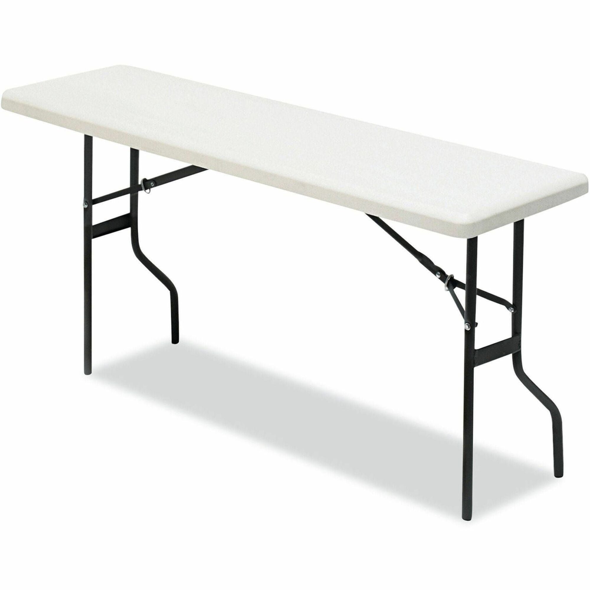 Iceberg IndestrucTable TOO 1200 Series Folding Table - Rectangle Top - 250 lb Capacity - 60" Table Top Length x 18" Table Top Width - 29" Height - Indoor, Outdoor - Platinum, Powder Coated - Polyethylene Top Material - 1 Each