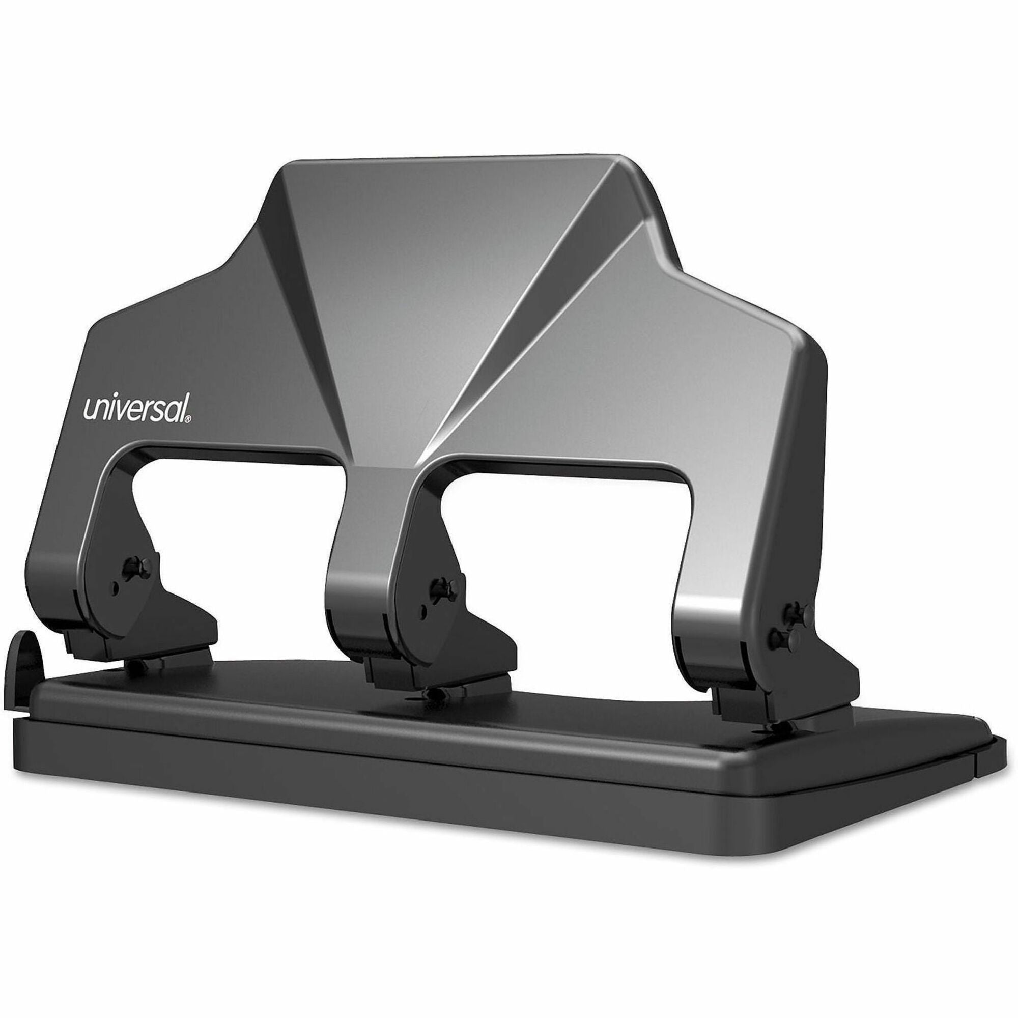 Universal Power Assist Punch - 3 Punch Head(s) - 30 Sheet - 9/32" Punch Size - Round Shape - Black