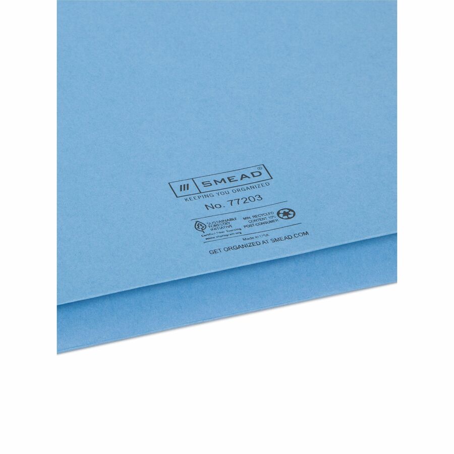 Smead Letter Recycled File Wallet - 8 1/2" x 11" - 2" Expansion - 1 Pocket(s) - 11 pt. - Blue - Elastic Closure, Heavy Duty, Flap - 10% Recycled - 10 / Box