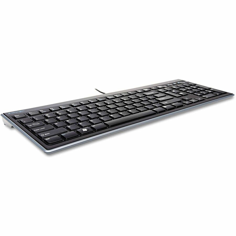 Kensington Slim Type Keyboard - Cable Connectivity - USB Interface - Volume Control, Mute, Sleep, Internet Hot Key(s) - Computer - PC, Mac - Scissors Keyswitch - Matte Black